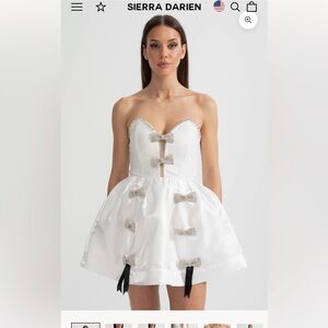 Sierra Darien STRAPLESS MINI DRESS WITH CRYSTAL BOW EMBELLISHMENTS NWT